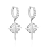 925 Silver CZ Full Stone Drop Pendant Earring Starlight Snowflake Drop Earring