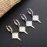 925 Silver CZ Full Stone Drop Pendant Earring Starlight Snowflake Drop Earring