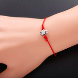 925 Silver Lock Red Thread Bracelet CZ Chain Rope Adjustable