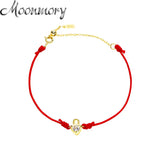 925 Silver Lock Red Thread Bracelet CZ Chain Rope Adjustable