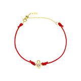 925 Silver Lock Red Thread Bracelet CZ Chain Rope Adjustable