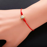 925 Silver Lock Red Thread Bracelet CZ Chain Rope Adjustable