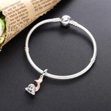 925 Silver CZ Mermaid Charm Pendant for Women DIY Jewelry