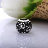 925 Silver Charm Enamel Wheels & Dots Round Bead Bracelet Bangle Diy Jewelry