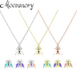 925 Silver Colorful Bee Insect Necklace for Women European Pop Animal Shape