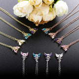 925 Silver Colorful Bee Insect Necklace for Women European Pop Animal Shape