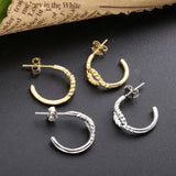 925 Sterling Silver Cross Twist Stud Earring For Women