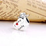 925 Sterling Silver Girl Beads For Women Love Family Heart Charm Bead