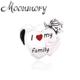 925 Sterling Silver Girl Beads For Women Love Family Heart Charm Bead