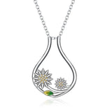 925 Silver Cz Ring Holder Necklace Sunflower Women's Necklace