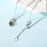 925 Silver Green Birthstone Pendent Necklace Heart Turquoise Adjustable