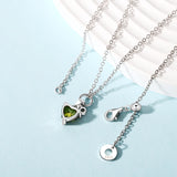 925 Silver Green Birthstone Pendent Necklace Heart Turquoise Adjustable
