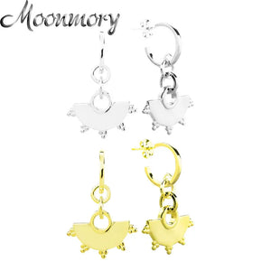925 Silver DIY Piercing Earrings Fan-shaped Pendants