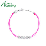 925 Silver Pink Rope Jewellery Cz Slidable Fashionable Gift