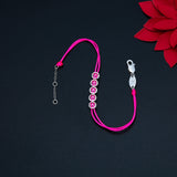 925 Silver Pink Rope Jewellery Cz Slidable Fashionable Gift