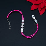 925 Silver Pink Rope Jewellery Cz Slidable Fashionable Gift