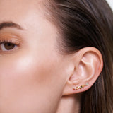 925 Silver Ear Pin Clip Safety Euphoria Earrings Rainbow Crystal Punk
