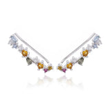 925 Silver Ear Pin Clip Safety Euphoria Earrings Rainbow Crystal Punk