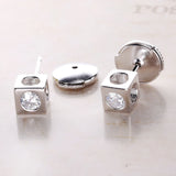 925 Silver Square Stud Earring with Zircon