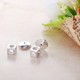 925 Silver Square Stud Earring with Zircon