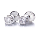 925 Silver Square Stud Earring with Zircon