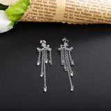 925 Silver 18K Tassel Earrings CZ Star Pendant Jewelry