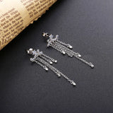 925 Silver 18K Tassel Earrings CZ Star Pendant Jewelry