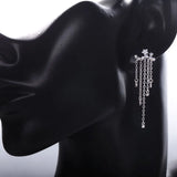 925 Silver 18K Tassel Earrings CZ Star Pendant Jewelry