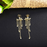 925 Silver 18K Tassel Earrings CZ Star Pendant Jewelry