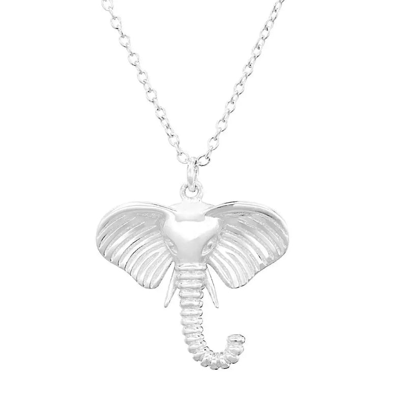 925 Silver Elephant Pendant Necklace Animal Dangle Long Chain Jewelry