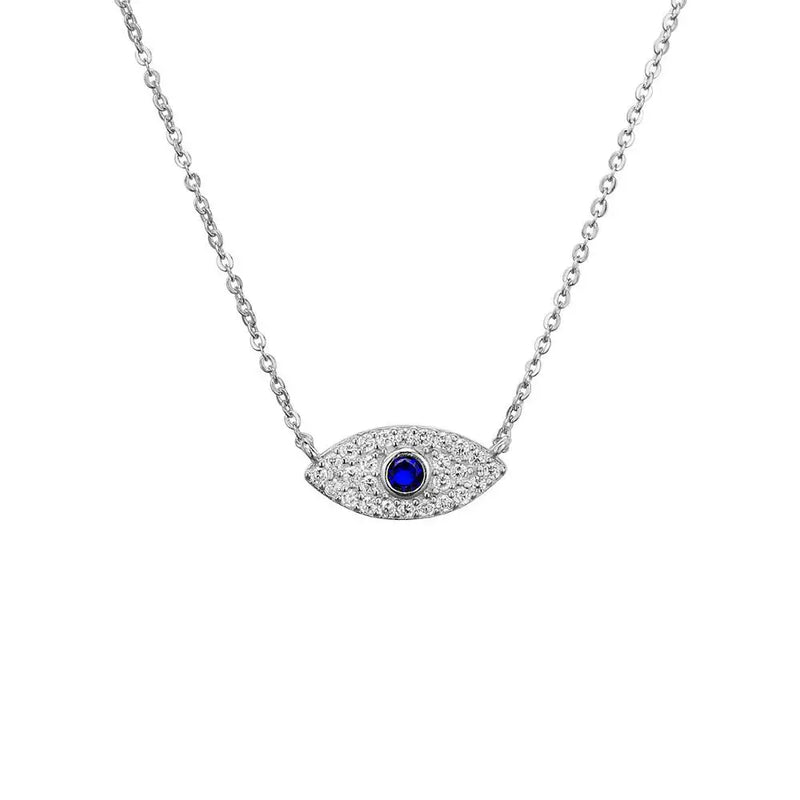 925 Silver Evil Eye Pendant Necklace Zircon Collier For Women Jewelry