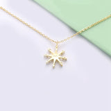 925 Silver Snowflake Pendant Necklace Women with Stone