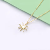 925 Silver Snowflake Pendant Necklace Women with Stone