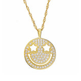 925 Silver Women Smile Pendant Necklace Long Chain Jewelry Gift