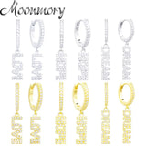 925 Silver HOPE DREAM LOVE Pendant Earrings CZ Crystal Piercing Pop Jewelry