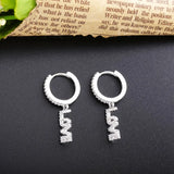 925 Silver HOPE DREAM LOVE Pendant Earrings CZ Crystal Piercing Pop Jewelry