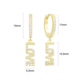 925 Silver HOPE DREAM LOVE Pendant Earrings CZ Crystal Piercing Pop Jewelry