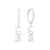 925 Silver HOPE DREAM LOVE Pendant Earrings CZ Crystal Piercing Pop Jewelry