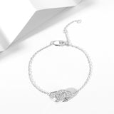 925 Silver Handcuff Fine Chain Bracelet Women Zircon Stone Jewelry
