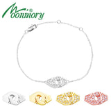 925 Silver Handcuff Fine Chain Bracelet Women Zircon Stone Jewelry