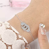 925 Silver Handcuff Fine Chain Bracelet Women Zircon Stone Jewelry