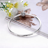 925 Silver Heart Snowflake Bangle Bracelet Women DIY Bead Jewelry Christmas