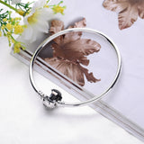 925 Silver Heart Snowflake Bangle Bracelet Women DIY Bead Jewelry Christmas