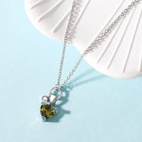925 Silver Heart Turquoise Pendant Birthstone Necklace Women's Gift