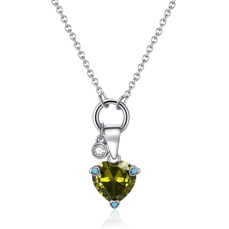 925 Silver Heart Turquoise Pendant Birthstone Necklace Women's Gift