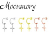 925 Silver Hip Hop Cross Dangle Earrings Punk Rock Style Jewelry