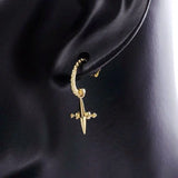 925 Silver Hip Hop Cross Dangle Earrings Punk Rock Style Jewelry