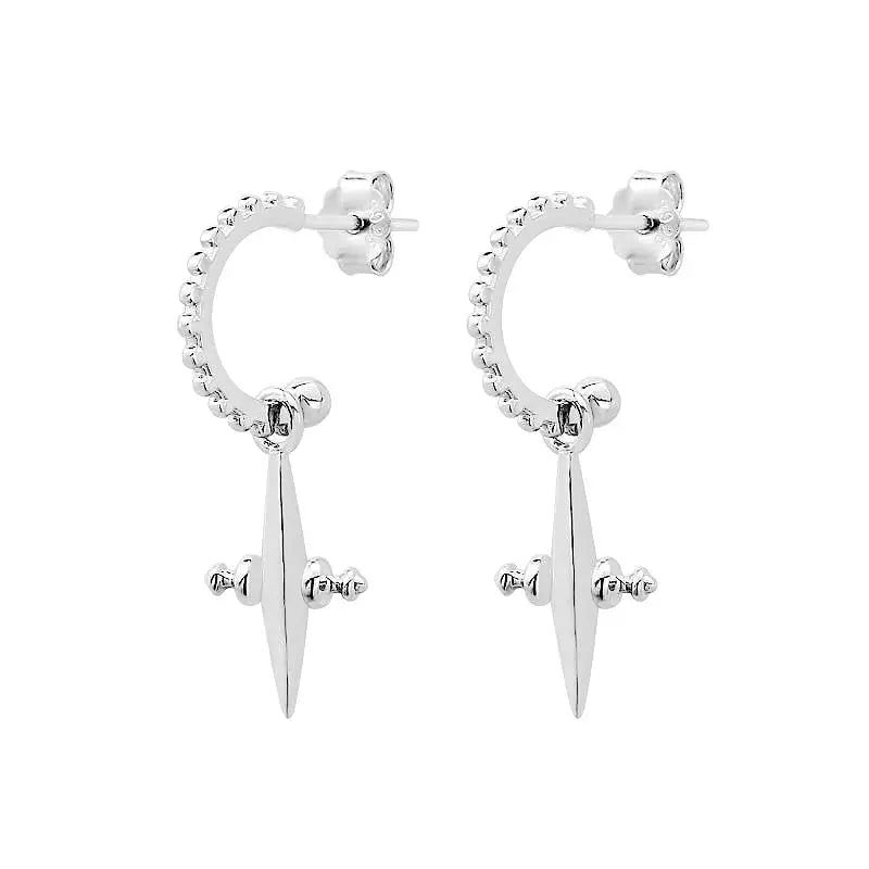 925 Silver Hip Hop Cross Dangle Earrings Punk Rock Style Jewelry