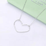 925 Silver Interlock Clavicle Necklace Big Heart Chain For Women
