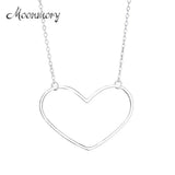 925 Silver Interlock Clavicle Necklace Big Heart Chain For Women